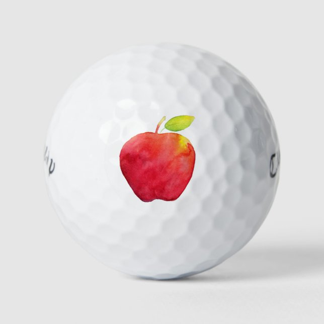 Red Watercolor Apple Golf Balls Golfball (Vorderseite)