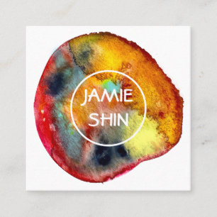 Red Watercolor Blob texturierte Marine Quadratische Visitenkarte