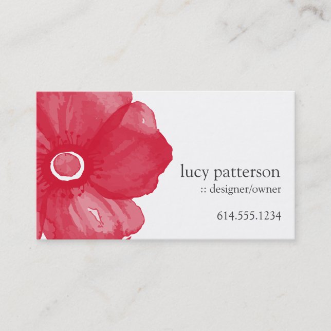 Red Watercolor Blume Business Cards Visitenkarte (Vorderseite)