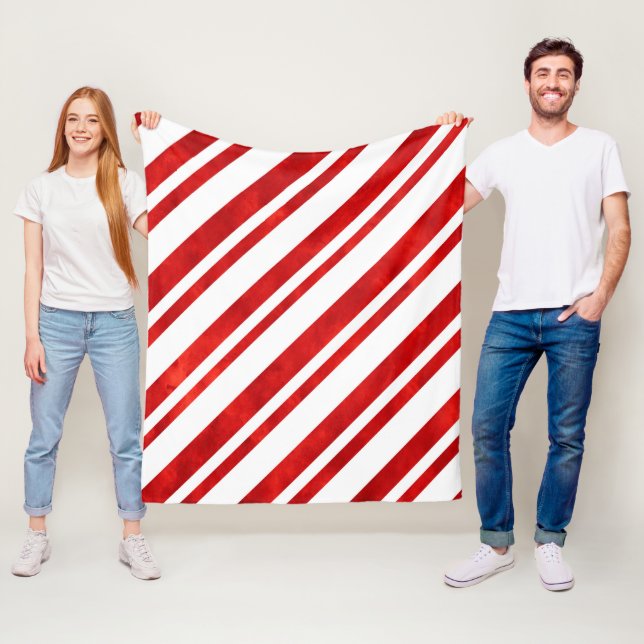 Red Watercolor Candy Cane Streifen Fleecedecke (Beispiel)