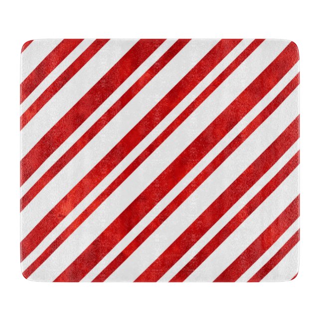 Red Watercolor Candy Cane Streifen Schneidebrett (Vorderseite)