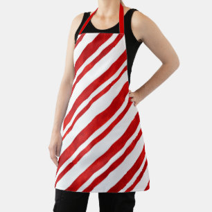 Red Watercolor Candy Cane Streifen Schürze