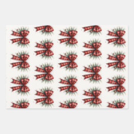 Red Watercolor Christmas Bow Geschenkpapier Set