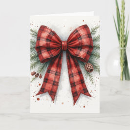 Red Watercolor Christmas Bow Karte
