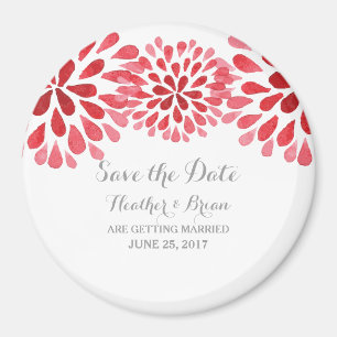 Red Watercolor Chrysanthema Save the Date Magnet