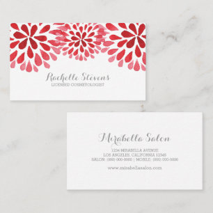 Red Watercolor Chrysanthemas Visitenkarte