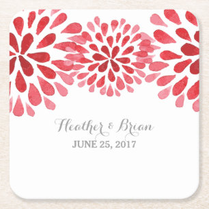 Red Watercolor Chrysanthemum Paper Untersetzer