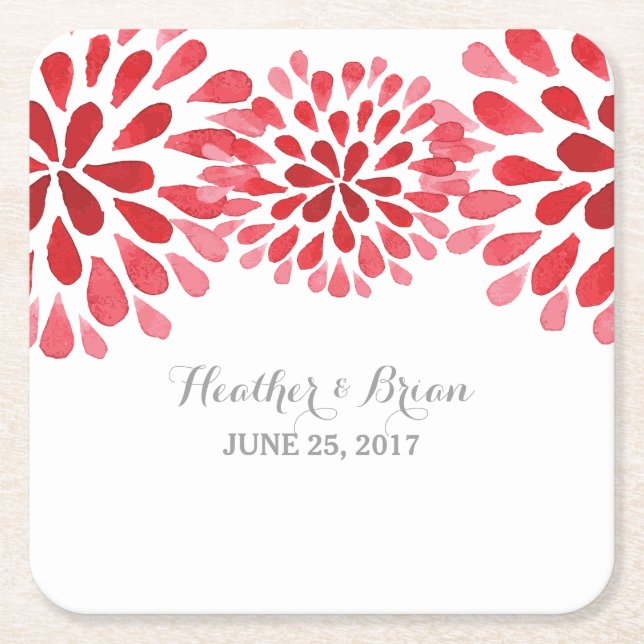 Red Watercolor Chrysanthemum Paper Untersetzer (Vorderseite)