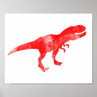 Red Watercolor Dino T-Rex Baby Boy Kinderzimmer Pr