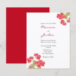 Red Watercolor Geranias 2 Einladung