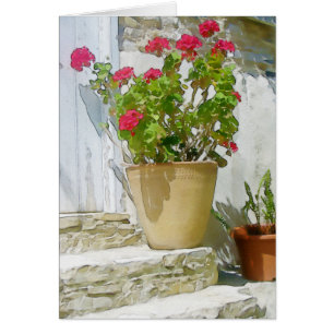Red watercolor geranium
