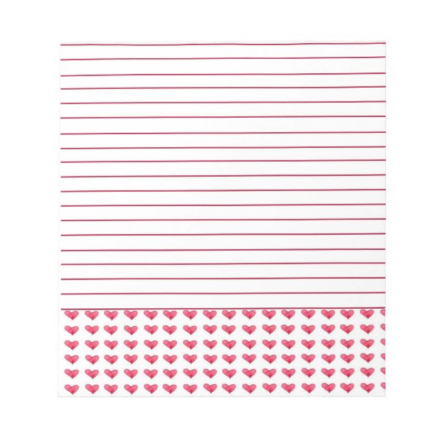 Red Watercolor Hearts Lined Notizblock (Vorderseite)