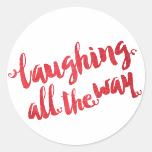 Red Watercolor Laugh All Way Holiday Sticker