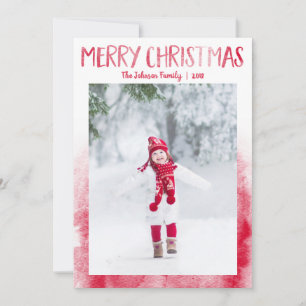 Red Watercolor Picture Weihnachtskarten Feiertagskarte