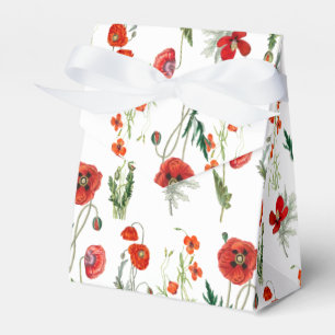 Red Watercolor Poppies Florals Geschenkschachtel