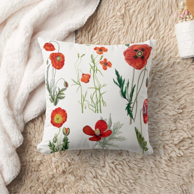 Red Watercolor Poppies Florals Kissen (Decke)