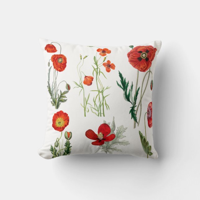 Red Watercolor Poppies Florals Kissen (Vorderseite)