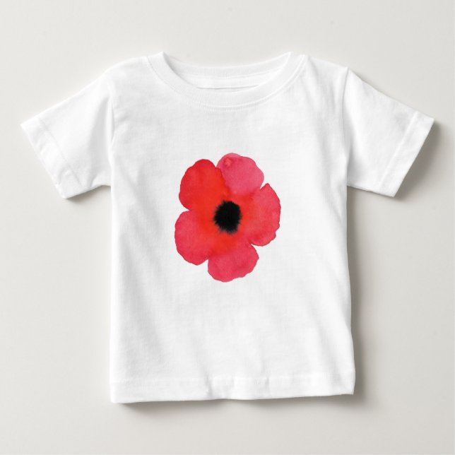 Red Watercolor Poppy Baby T-shirt (Vorderseite)