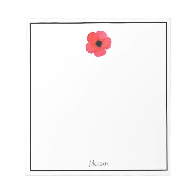 Red Watercolor Poppy Notizblock (Vorderseite)