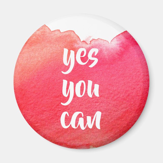 Red watercolor positiv yes you can message magnet (Vorne)
