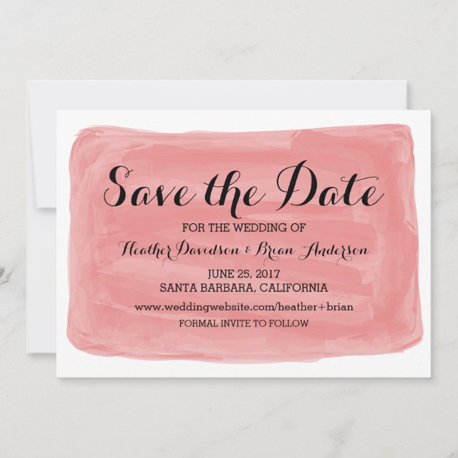 Red Watercolor Save the Date einladen (Vorderseite)