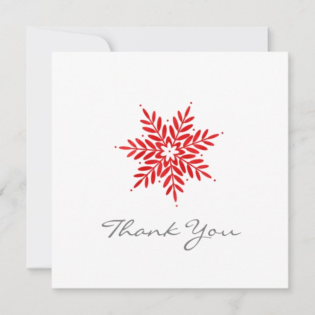 Red Watercolor Snowflake Dankeskarte (Vorderseite)