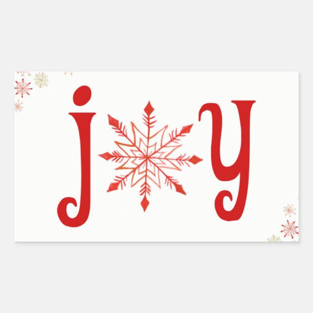 Red Watercolor Snowflake Joy Stickers (Vorderseite)