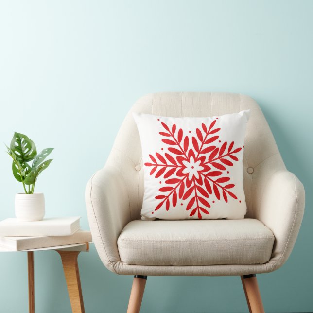 Red Watercolor Snowflake Kissen (Stuhl )
