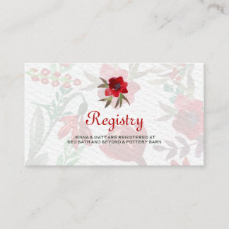 Red Watercolor Tulips Wedding Registry Card Begleitkarte