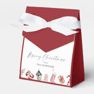 Red Watercolor Weihnachtsgrenze Geschenkschachtel
