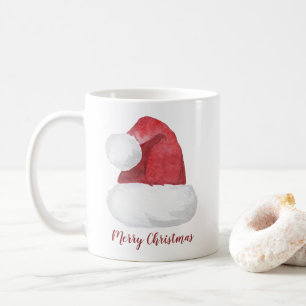 Red Watercolor Weihnachtsmannmütze Personalisiert  Kaffeetasse