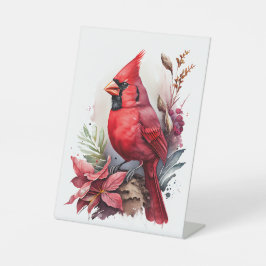 Red Watercolor Winter Kardinal Bird Sockelschild