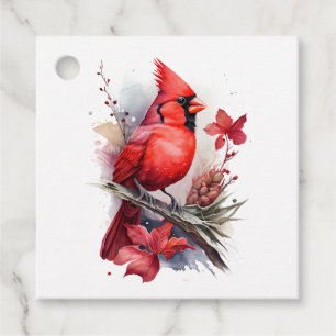 Red Watercolor Winter Kardinal Geschenkanhänger