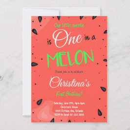 Red Watermelon 1. Geburtstag Einladung