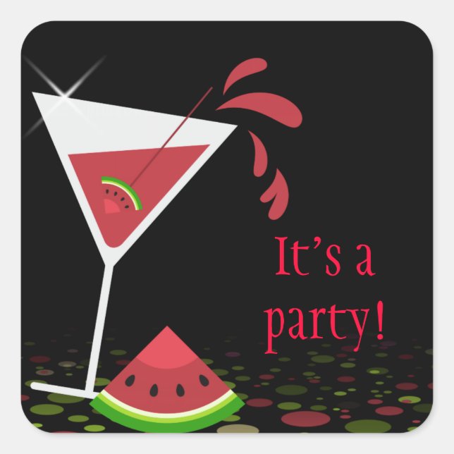 Red Watermelon Martini Cocktail Party Sticker (Vorderseite)