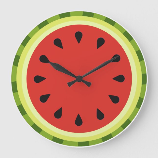 Red Watermelon Slice Wall Clock Große Wanduhr (Vorderseite)