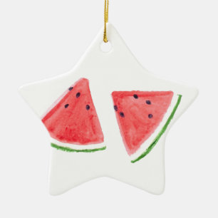 Red Watermelons Frucht Aquarellspeisen vegan Keramikornament