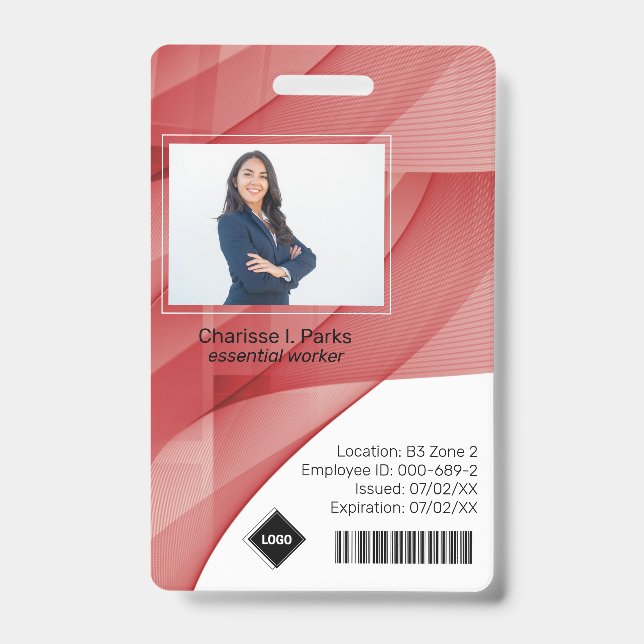 Red Wave | Mitarbeiter Foto ID Company Security Ausweis (Vorderseite)