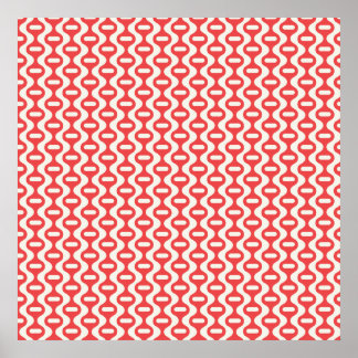Red Wavy Retro Muster Poster