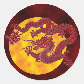 Red Wax Dragon Runder Aufkleber