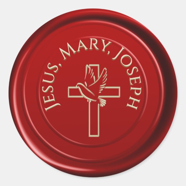 Red Wax Jesus Mary Joseph Religious Runder Aufkleber (Vorderseite)