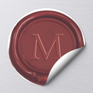 Red Wax Monogram Classic Gastgeschenk Hochzeit Red Runder Aufkleber