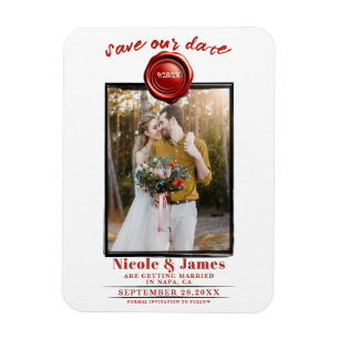 Red Wax Siegel-Foto Hochzeit Speichern Sie das Dat Magnet