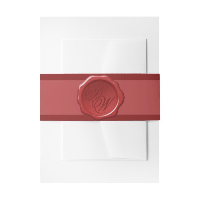 Red Wax Siegel Monogram 2 Initials Elegantes Skrip Einladungsbanderole (Vorderseite Beispiel)
