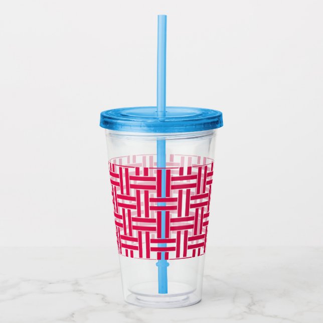 Red Weave Cold Drinks Tumbler mit Stroh Acryltrinkbecher (Vorderseite)