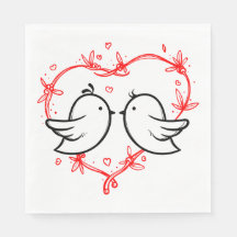 Red Wedding Black Lovebirds & Heart Brautparty