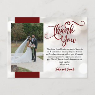 Red Wedding Bokeh Vielen Dank, Postcard Postkarte