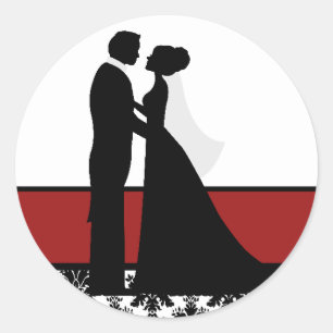 Red Wedding Couple Siegel Runder Aufkleber