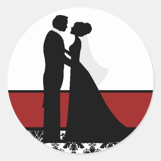 Red Wedding Couple Siegel Runder Aufkleber (Vorderseite)