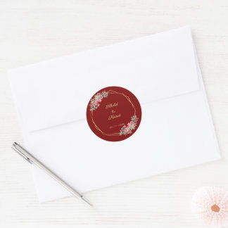 Red wedding envelop seal favour stickers editable